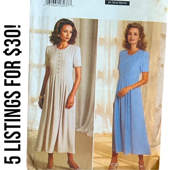 Butterick 4367 Sewing Pattern Misses David Warren Front Tucked Dress Size 18-22 - Picture 1 of 5